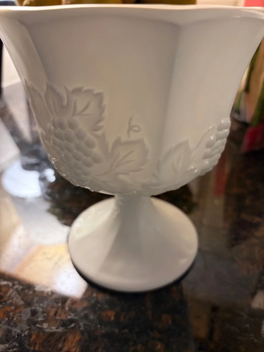 Milkglass Colony harvest grape pattern planter/ compote/ candy dish.